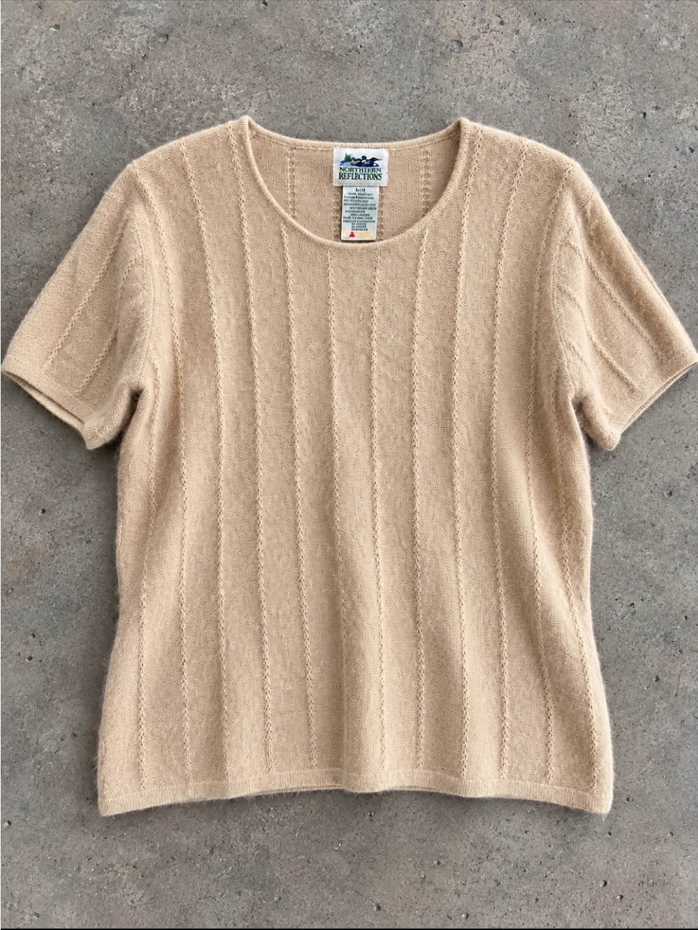 Vintage Northern Reflections Angora Lambswool Knit Sweater Woman Medium Tan